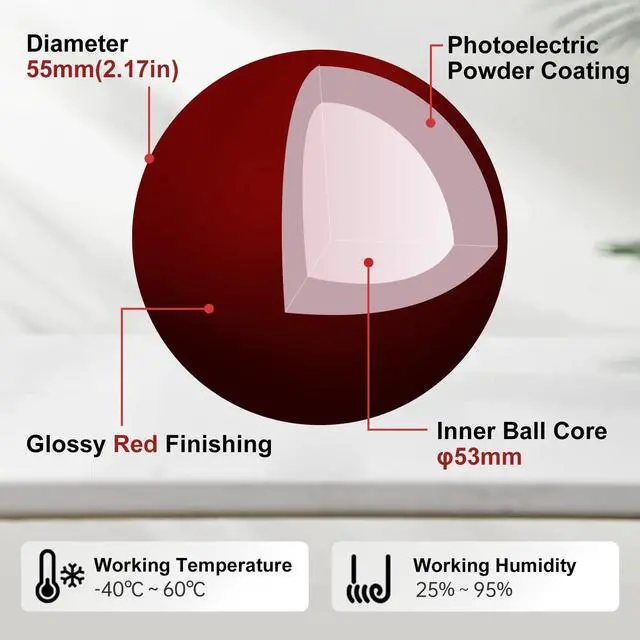 Alt view image 2 of 5 - SANWA 55mm Trackball, 2.17in Replacement Ball for Kensington SlimBlade, SlimBlade Pro, Expert Mouse, Perixx Keyboard Periboard-522/322, and Other Compatible Mouse, Glossy Red + Black, Set of 2