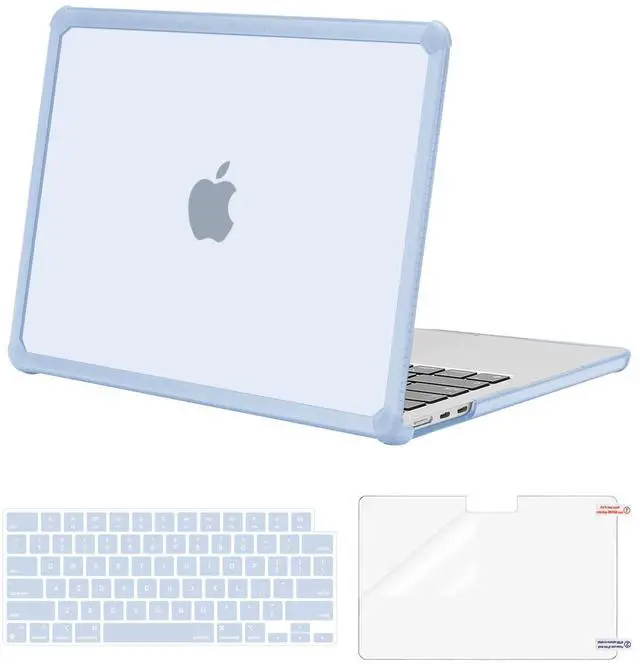 Main image of MOSISO Compatible with MacBook Air 13 inch Case 2025 2024 2023 2022 M4 A3240 M3 A3113 M2 A2681,Anti-Cracking Heavy Duty TPU Bumper Hard Case&Keyboard Skin&ScreenFilm for MacBook Air 13.6, Baby Blue