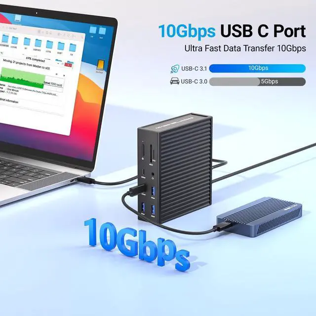 Alt view image 3 of 5 - ACASIS USB C Docking Station Dual Monitor,Laptpop Docking Station with 4K60Hz HDMI,1080P60HZ VGA,2.5G Ethernet,SD/TF,10Gbps USB Sports,3.5mm Audio,PD100W,USB C Dock for MacOS/Laptpop/HP/DELL (Black)