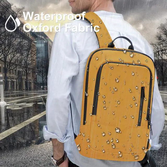 Alt view image 5 of 5 - hk Backpack for Men Business Slim Backpack with USB Charger Computer Lightweight Anti-theft Travel (Yellow, 17.3 Inch)