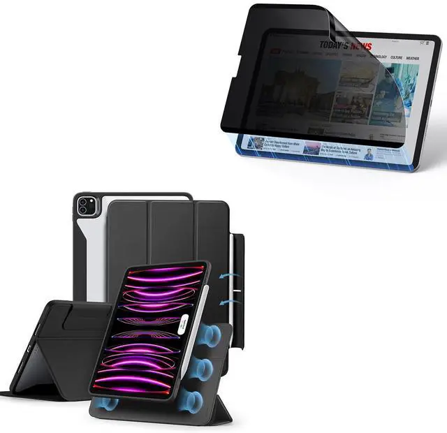 Main image of ESR for iPad Pro 12.9 Case, iPad 12.9 Pro Folio Case (2022/2021, 6th/5th Generation) with Pencil + 2 Pack Removable Magnetic Privacy Screen Protector for iPad Pro 12.9 Inch (2022/2021/2020/2018)