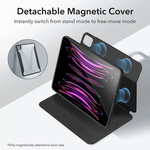 Alt view image 3 of 5 - ESR for iPad Pro 12.9 Case, iPad 12.9 Pro Folio Case (2022/2021, 6th/5th Generation) with Pencil + 2 Pack Removable Magnetic Privacy Screen Protector for iPad Pro 12.9 Inch (2022/2021/2020/2018)