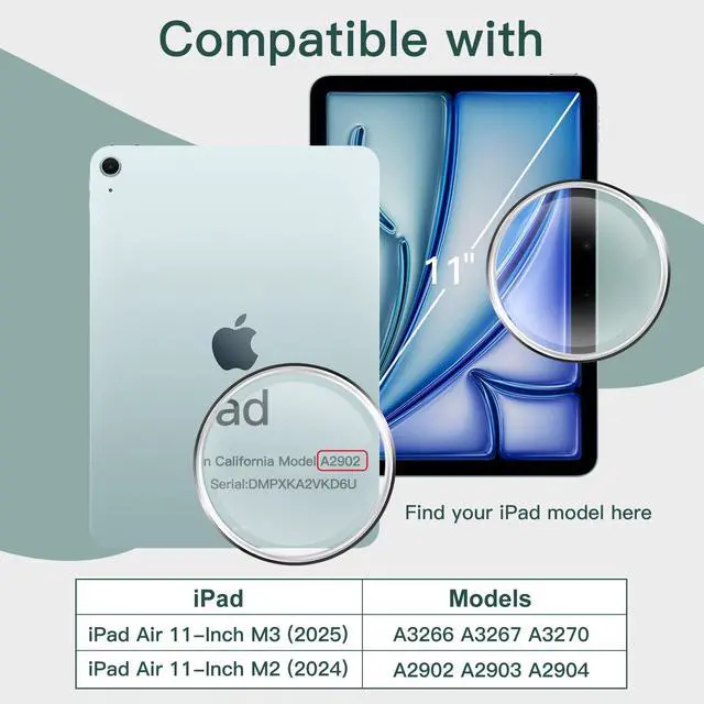 Alt view image 2 of 5 - JETech iPad Air 11-Inch M3/M2 (2025/2024) Rotating Case and Privacy Screen Protector Bundle