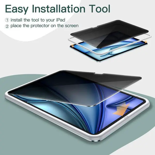 Alt view image 3 of 5 - JETech iPad Air 11-Inch M3/M2 (2025/2024) Rotating Case and Privacy Screen Protector Bundle