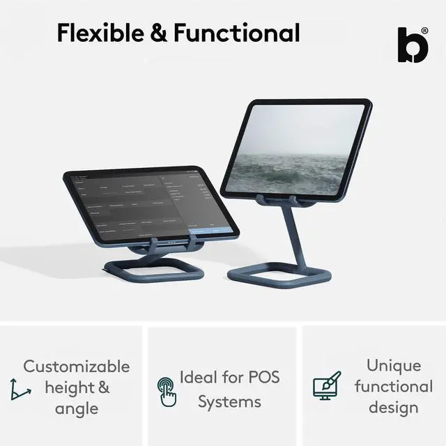 Alt view image 2 of 5 - Bouncepad Go iPad Stand for Business & Leisure | iPad POS Stand | Adjustable Tablet & iPad Stand | Compatible with All Tablets & iPad Models | iPad Register Stand | White