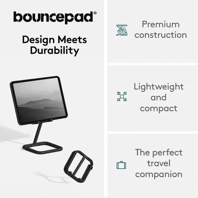 Alt view image 4 of 5 - Bouncepad Go iPad Stand for Business & Leisure | iPad POS Stand | Adjustable Tablet & iPad Stand | Compatible with All Tablets & iPad Models | iPad Register Stand | White