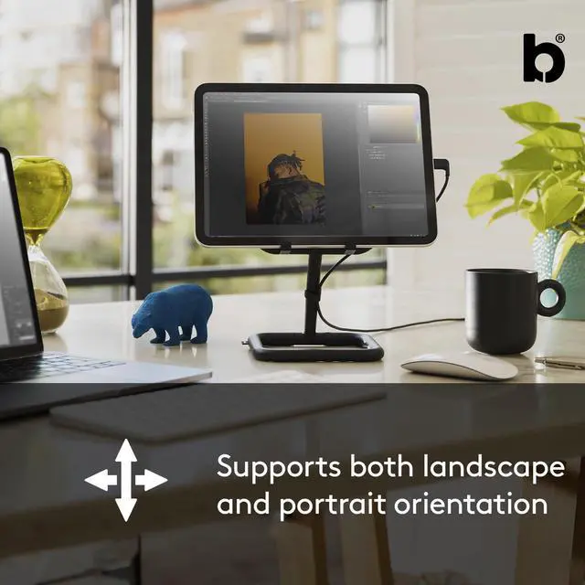 Alt view image 3 of 5 - Bouncepad Go iPad Stand for Business & Leisure | iPad POS Stand | Adjustable Tablet & iPad Stand | Compatible with All Tablets & iPad Models | iPad Register Stand | White