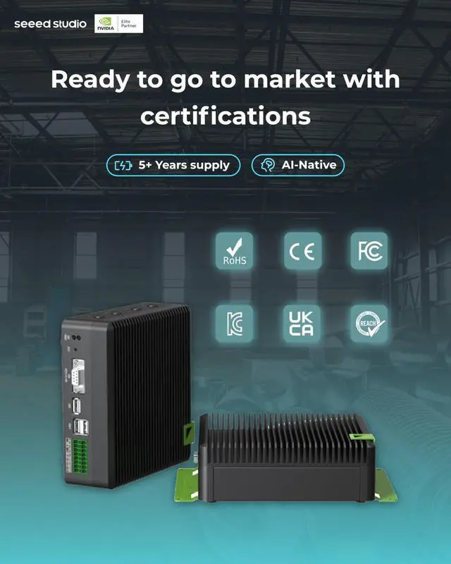Alt view image 3 of 5 - seeed studio NVIDIA Jetson Orin Nano 4GB Industrial Fanless Edge AI Device-reComputer Industrial J3010, Aluminum case with Passive Cooling, 2xRJ45 GbE, 1xRS232/RS-422/RS-485, 4xDI/DO, 1xCAN, 3xUSB3.2