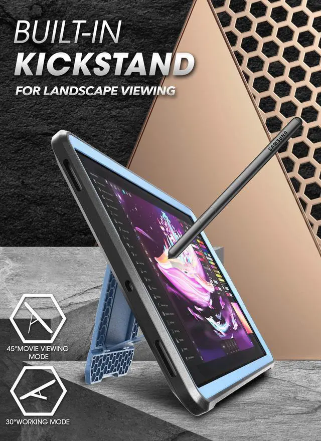 Alt view image 2 of 5 - SUPCASE UB Pro Series Case for Galaxy Tab S6, with Built-in Screen Protector Full-Body Rugged Kickstand Protective Case for Galaxy Tab S6 10.5 Inch Model SM-T860/T865/T867 2019 Release (Slate Blue)