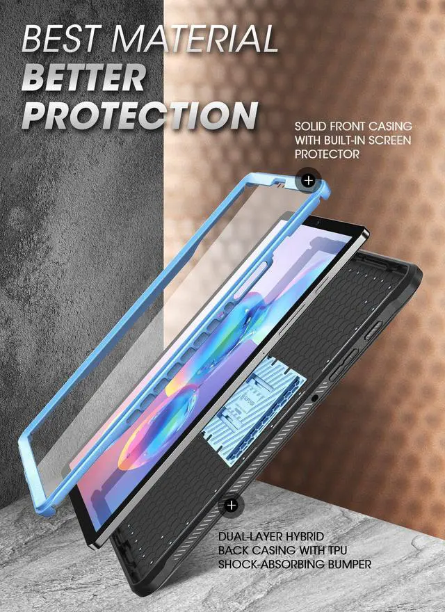 Alt view image 3 of 5 - SUPCASE UB Pro Series Case for Galaxy Tab S6, with Built-in Screen Protector Full-Body Rugged Kickstand Protective Case for Galaxy Tab S6 10.5 Inch Model SM-T860/T865/T867 2019 Release (Slate Blue)