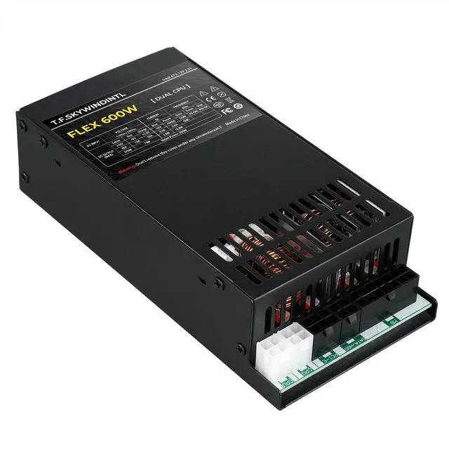 Main image of T.F.SKYWINDINTL Flex Power Supply 600W Dual CPU Connector Ultra-Quiet Fully Modular PSU Full Voltage 110/220V for Desktop PC Server POS AIO System Black
