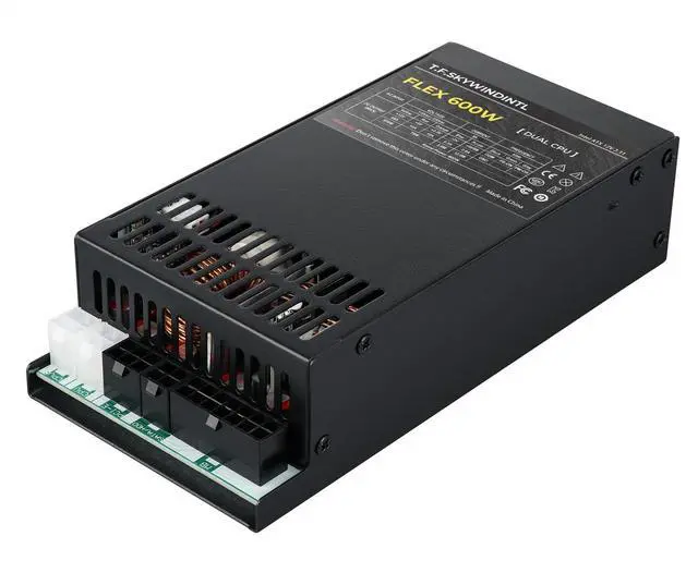 Alt view image 4 of 5 - T.F.SKYWINDINTL Flex Power Supply 600W Dual CPU Connector Ultra-Quiet Fully Modular PSU Full Voltage 110/220V for Desktop PC Server POS AIO System Black
