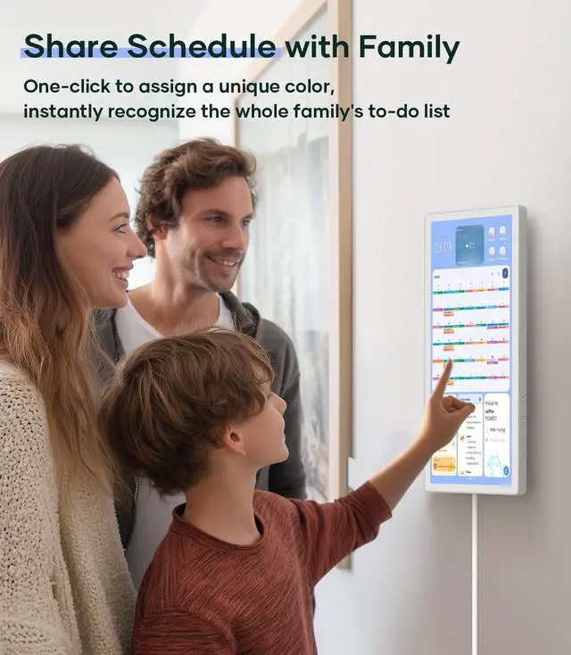 Alt view image 3 of 5 - cozyla 15.6'' Digital Calendar Wall Touch Screen Support Any Android Tablet Google Play Apps to Do List Notepad Chore Chart for Kids Meal Planner Wall Mount Smart Electronic Calendar for Family White