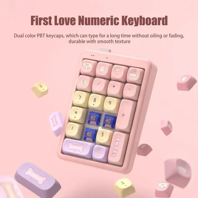 Alt view image 4 of 5 - FOPATO S21 Number Pad, 21 Keys Hot Swappable Numpad, 3-Mode Bluetooth Wireless Numeric Keypad, Gasket Structure Mechanical Keyboard with RGB Linear Switch PBT Keycap for PC Laptop Notebook