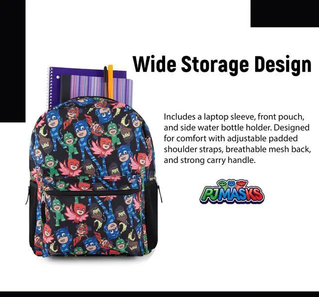 Alt view image 3 of 5 - PJ Masks Heroes Unite Backpack - Featuring Catboy, Owlette, Gekko, and PJ Robot, Ready to Tackle Adventures Backpack Bag