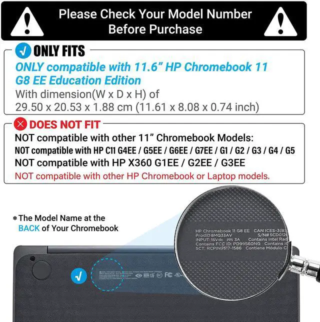 Alt view image 2 of 5 - iBenzer Hexpact Case for HP G9 G8 EE Chromebook 11 Inch, Heavy Duty Snap on Case, Rugged Protective Cover with Screen Lock for K-12 Students, Education, Classrooms, Drop Tested, Black, HP-G8