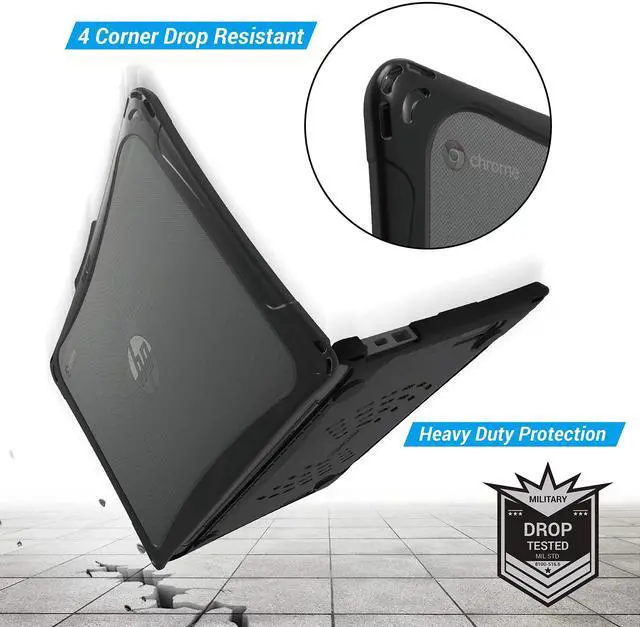 Alt view image 5 of 5 - iBenzer Hexpact Case for HP G9 G8 EE Chromebook 11 Inch, Heavy Duty Snap on Case, Rugged Protective Cover with Screen Lock for K-12 Students, Education, Classrooms, Drop Tested, Black, HP-G8
