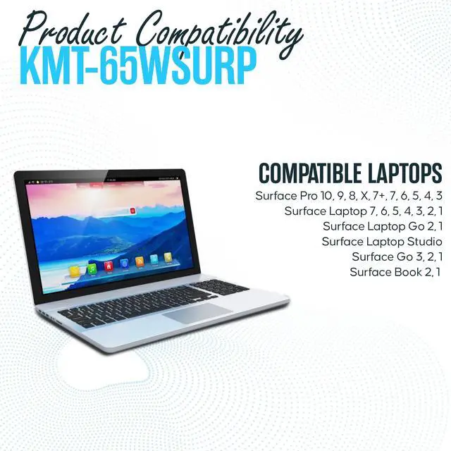 Alt view image 4 of 5 - 65W 15V 4A Microsoft Surface Pro Laptop Charger - Power Supply AC Adapter 100-240V 50-60Hz for Surface Pro 10/9/8/7/7+/6/5/4/3/X Windows Surface Laptop 6/5/4/3/2/1/Surface Go Tablet,Surface Book 3/2/1