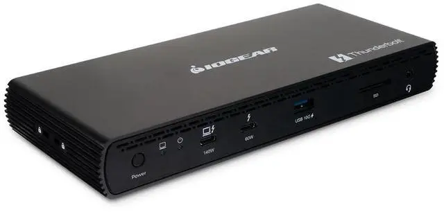 Main image of IOGEAR Quantum Thunderbolt 5 Dock Pro - 10 Devices - 80gbps - 2.5G - TB5 Host Dual 8K 60hz / Triple 4K Display 120hz - USB-A, SD 4.0, Audio - TAA - 140W Host PD - Includes PSU - Win 11 -- GTD58KTAA