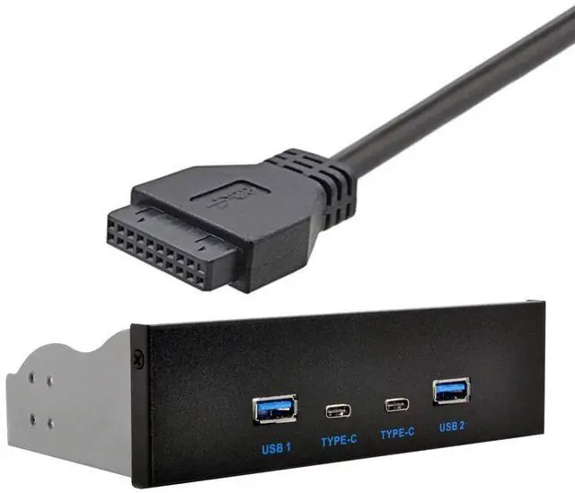 Main image of xiwai USB-C & USB 3.0 HUB 4 Ports Front Panel to Motherboard 20Pin Connector Cable for 5.25" CD-ROM Bay
