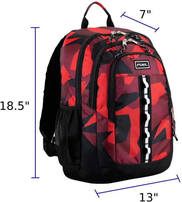 Alt view image 2 of 5 - FUEL Travel Laptop Carry On Backpack Sport Shock Multi Large Compartments for College Bookbag, Hiking, Work, 18.5 x 13 x 7 Inches, Red Camouflage