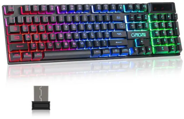 Main image of CHONCHOW Wireless Gaming Keyboard, 104 Key Rechargeable Rainbow LED Light Up Wireless Keyboard, for PC PS4 PS5 Xbox One Laptop, Teclado inalámbrico, (G221e)
