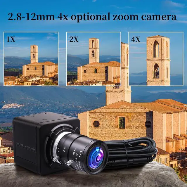 Alt view image 3 of 5 - 5MP USB Camera 2.8-12mm Varifocal Lens 4X Manual Zoom Lightburn Webcam OV5640 Sensor Close-up Camera 1944P Golf Swing Cameras Plug&Play for Mac Windows Linux Raspberry Pi