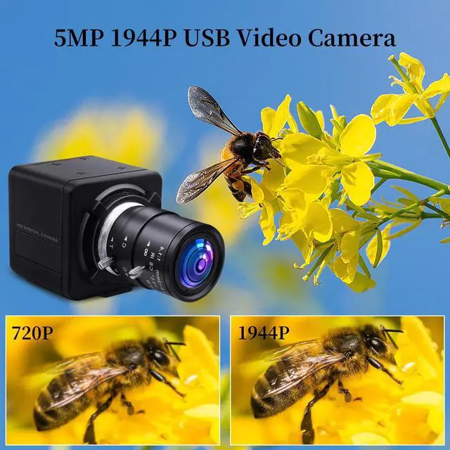 Alt view image 2 of 5 - 5MP USB Camera 2.8-12mm Varifocal Lens 4X Manual Zoom Lightburn Webcam OV5640 Sensor Close-up Camera 1944P Golf Swing Cameras Plug&Play for Mac Windows Linux Raspberry Pi