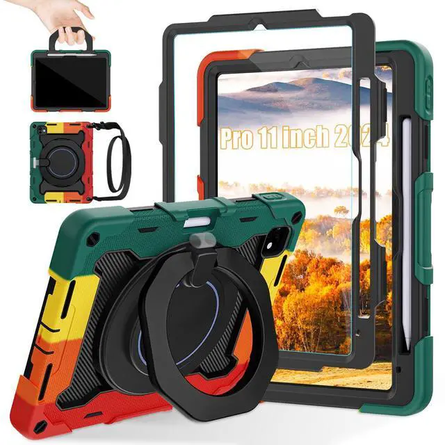 Main image of ROISKIN Case for iPad Pro 11 Inch M4 5th Generation for Kids with 360 Swivel Handle & Stand,HD Screen Protector,Shoulder Strap,Pen Holder,Heavy Duty Military Shockproof Case