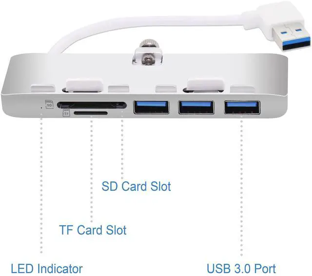 Alt view image 2 of 4 - Cateck iMac USB 3.0 Hub Adapter with 3 USB 3.0 Ports+SD/Micro SD Card Reader Combo,Ultra-Thin Premium Aluminum iMac Hub Dock Compatible with Model Released November 2012 or Later