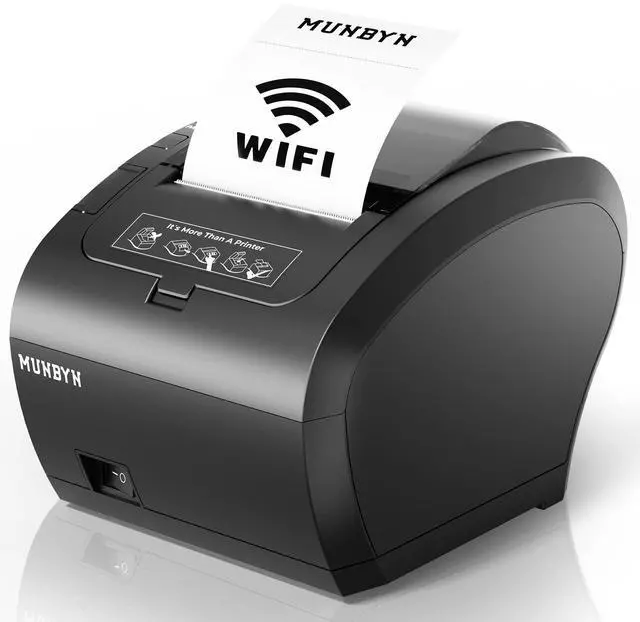 Alt view image 2 of 5 - MUNBYN WiFi Receipt Printer with USB Port, 80mm POS Printer and White Cash Drawer, 16" Heavy Duty Cash Register for Point of Sale (POS) System