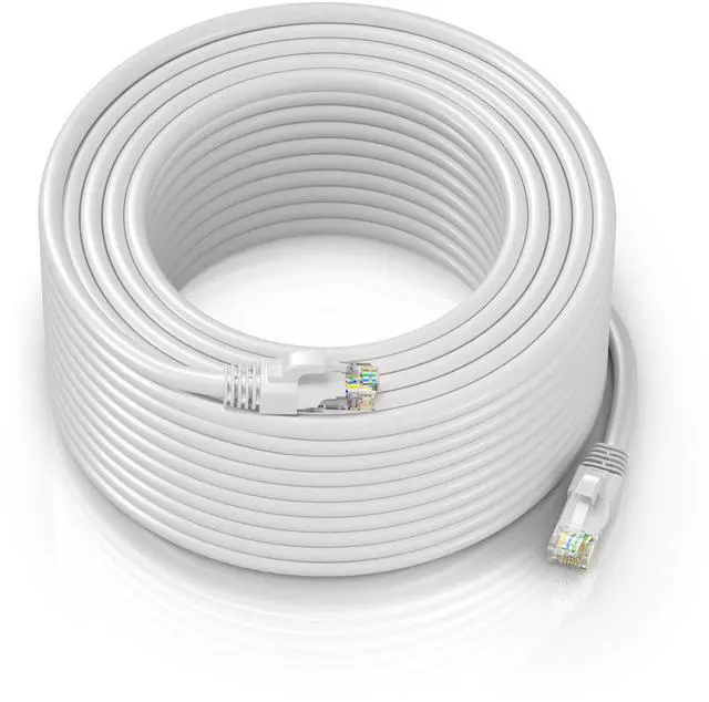 Main image of Maximm Ethernet Cable 200 ft CAT6 High Speed Internet Network LAN Cable Cord, Outdoor Waterproof (White)