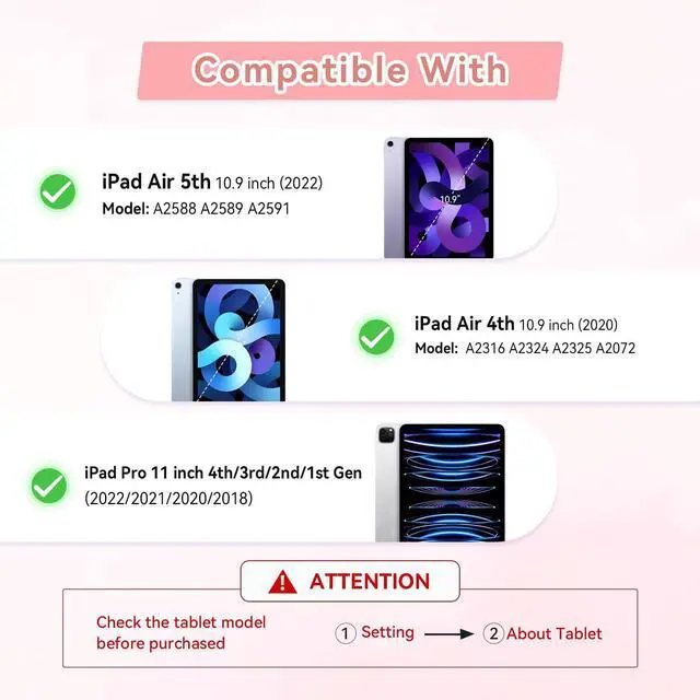 Alt view image 2 of 5 - for iPad Air 5th Generation Case iPad Pro 11 inch Case 4th 3rd for Kids Girls with Screen Protector, Butterfly Kickstand, Shoulder Strap, Pencil Holder Cover for iPad Air 4th Gen 10.9'' Pink