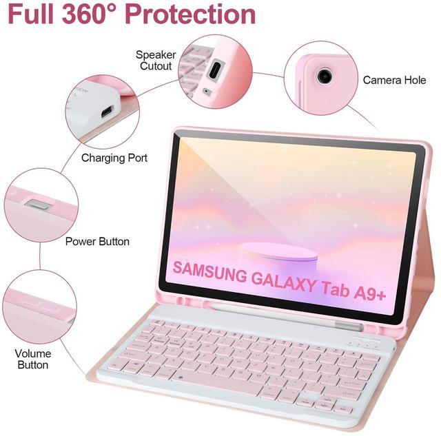 Alt view image 3 of 5 - Keyboard Case for Samsung Galaxy Tab A9+/Plus 11 2023(SM-X210/X216/X218),Case with Keyboard for Samsung Tab A9+ with S Pen Holder,Detachable Bluetooth Keyboard for Galaxy A11 Auto Wake/Sleep,Pink