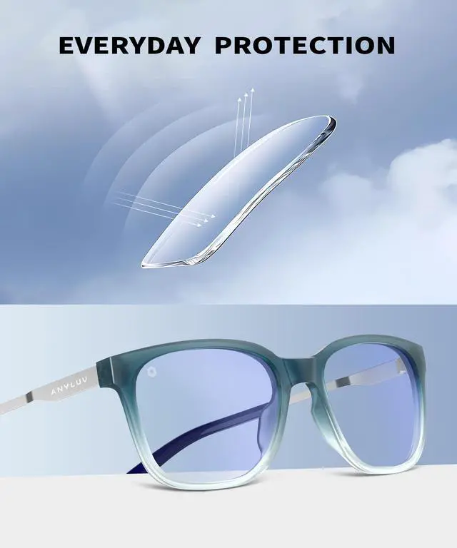 Alt view image 4 of 5 - ANYLUV Blue Light Glasses for Men, Computer Gaming Glasses men, Stylish Anti Eyestrain Blue Light Blocking Glasses Men