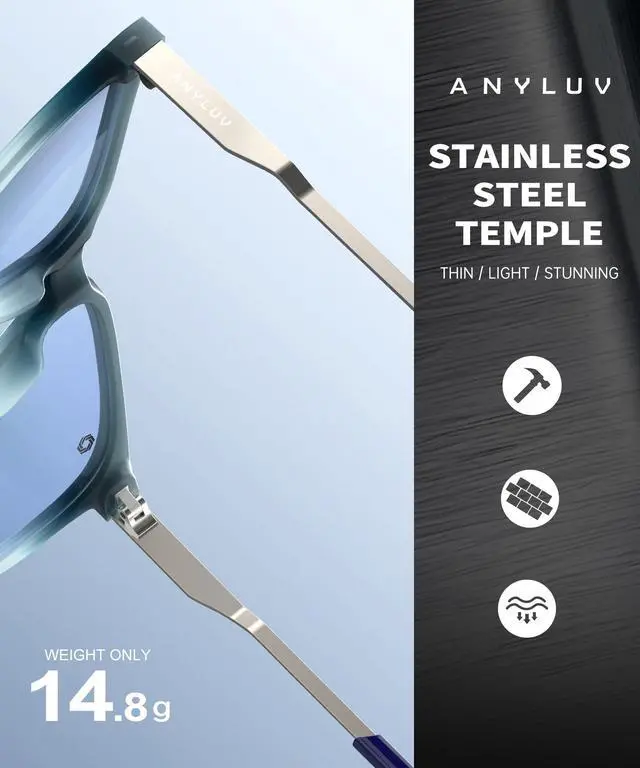 Alt view image 5 of 5 - ANYLUV Blue Light Glasses for Men, Computer Gaming Glasses men, Stylish Anti Eyestrain Blue Light Blocking Glasses Men