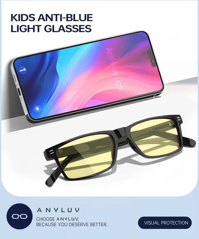 Alt view image 5 of 5 - ANYLUV Blue Light Glasses for Kids, Blue Light Blocking Glasses for Girls/Boys, Teen Gaming Glasses Anti Eyestrain
