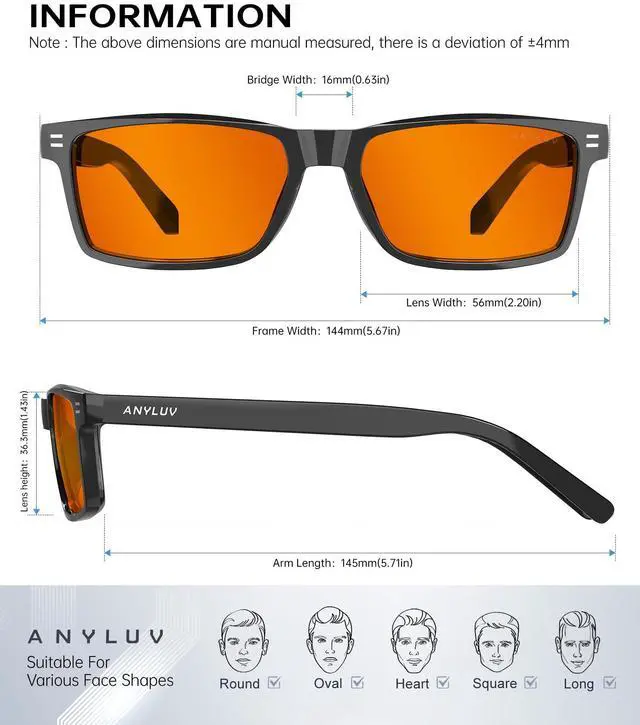 Alt view image 4 of 5 - ANYLUV Blue Light Blocking Glasses for Men Anti Blue Light Glasses for Men Women, Eye Strain Relief for Computer Gaming