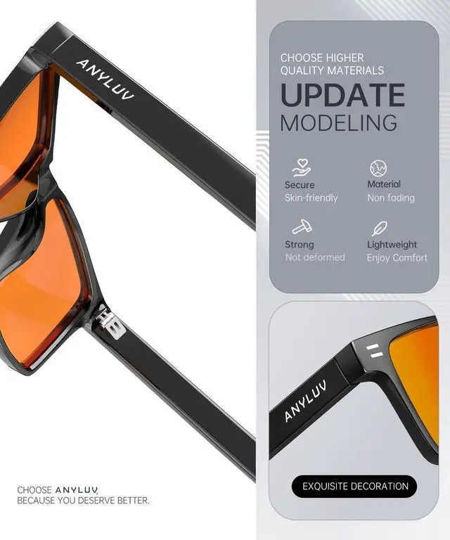 Alt view image 3 of 5 - ANYLUV Blue Light Blocking Glasses for Men Anti Blue Light Glasses for Men Women, Eye Strain Relief for Computer Gaming