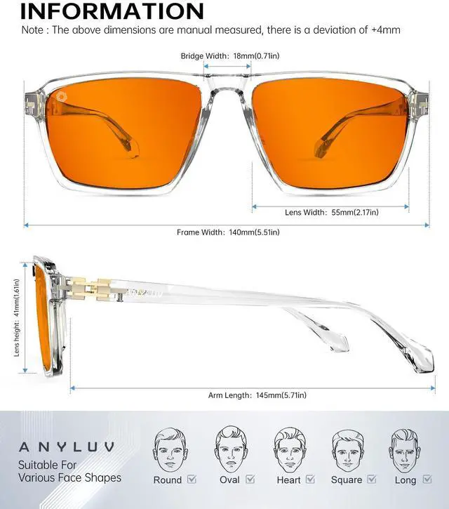 Alt view image 4 of 5 - ANYLUV Blue Light Glasses Men, Blue Light Blocking Glasses for Men Women Anti Eyestrain UV400 for Eye Protection