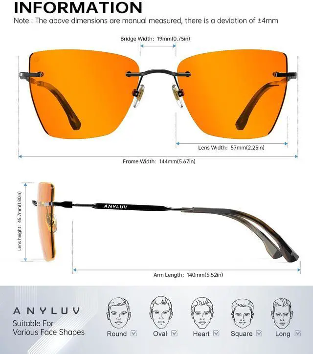 Alt view image 3 of 5 - ANYLUV Rimless Blue Light Glasses for Woman, Anti Eyestrain Computer Reading Glasses, Stylish Blue Light Blocking Glasses