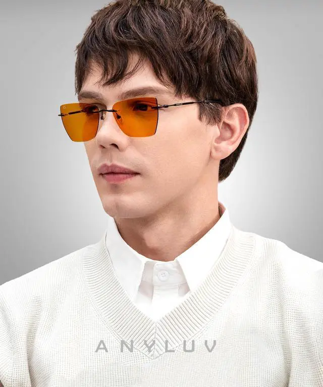Alt view image 2 of 5 - ANYLUV Rimless Blue Light Glasses for Woman, Anti Eyestrain Computer Reading Glasses, Stylish Blue Light Blocking Glasses