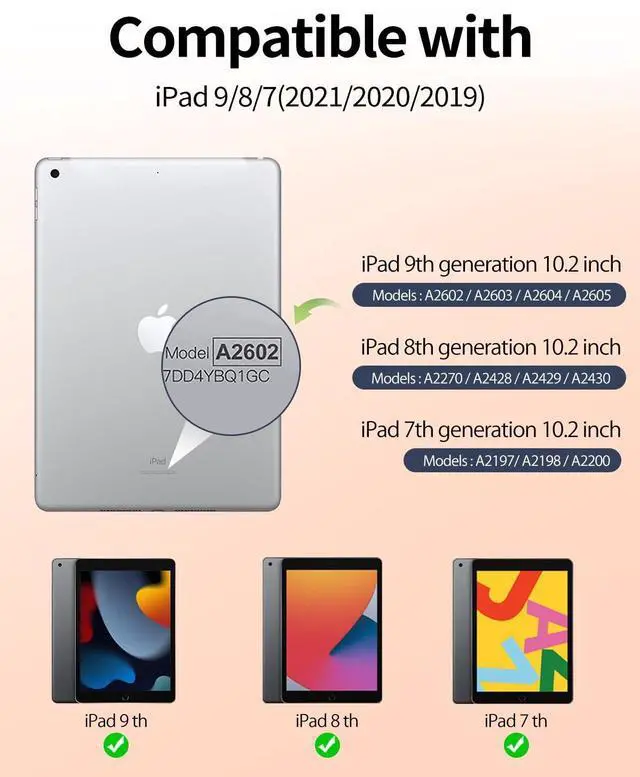 Alt view image 2 of 5 - aoub Keyboard Case for iPad 9th/8th/7th Generation 10.2 Inch (2021/2020/2019) Detachable Wireless Bluetooth Keyboard, Stand Folio Cover with Pencil Holder, Auto Sleep/Wake, Orange