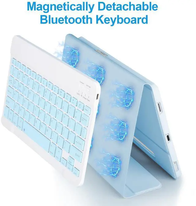Alt view image 5 of 5 - Keyboard Case for Samsung Galaxy Tab S9 FE 5G 10.9-inch, Keyboard for Samsung Tab S9 11'',Bluetooth Detachable Keyboard, Smart Cover Compatible with S Pen, Auto Sleep/Wake (Blue)