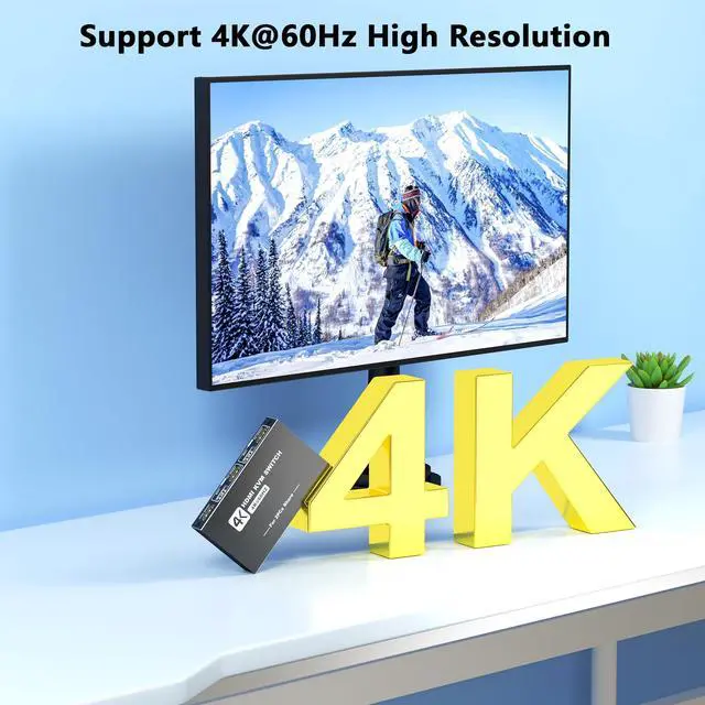 Alt view image 5 of 5 - USB 3.0 HDMI KVM Switch 1 Monitors 2 Computers, 4K@60Hz KVM Switch, USB Switch, KVM Switches for 2 Computers Sharing Monitor Keyboard Mouse Printer, Included 2 HDMI Cables 2 USB Cables and Controller