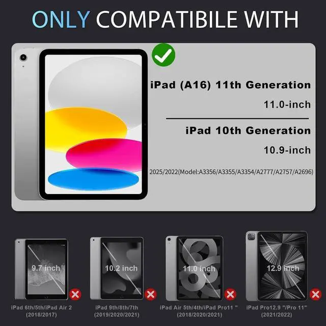 Alt view image 2 of 5 - Auizotl for iPad 11-inch A16 11th/10th Generation Case 11.0/10.9 Inch,Kids Friendly 10th Generation iPad Case with Screen Protector Pencil Holder,Heavy Duty Shockproof for iPad 10.9 Case,Black Mint