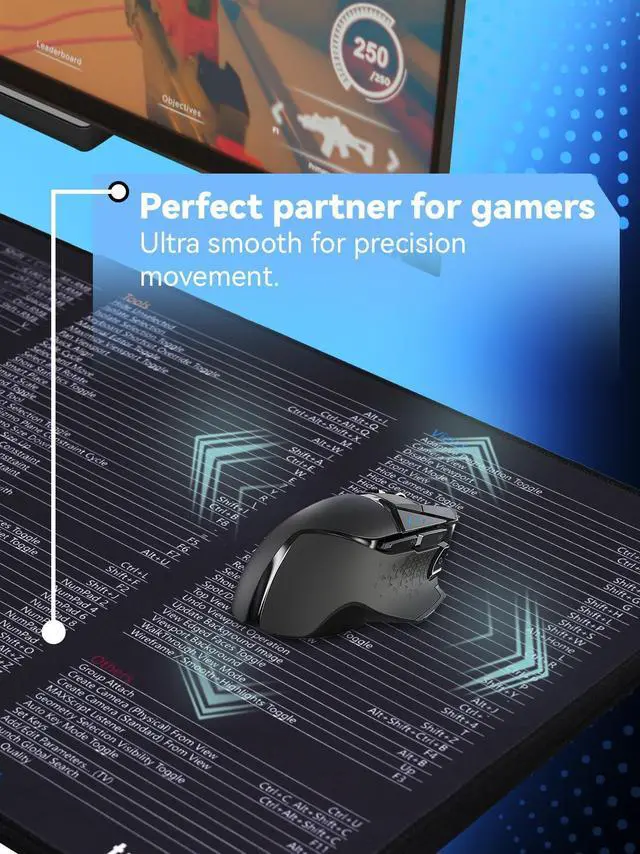 Alt view image 4 of 5 - Shortcut Keys Mouse Pad for 3D max,3D max Hotkeys Office Desk Mat,Work Desk Large XXL Keyboard Mousepad, Waterproof Non-Slip and Stitched Edge(31.5×13.8 inch)