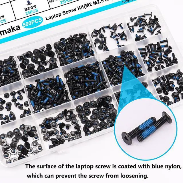 Alt view image 3 of 5 - Bemaka 480PCS M.2 Screws Motherboard Standoffs Screws Computer Screws Assortment Kit, NVMe Screws M.2 SSD Mounting Screws + 500PCS M2 M2.5 M3 Laptop Screws Computer Screws Kit 20 Sizes Blue Nylok Scre
