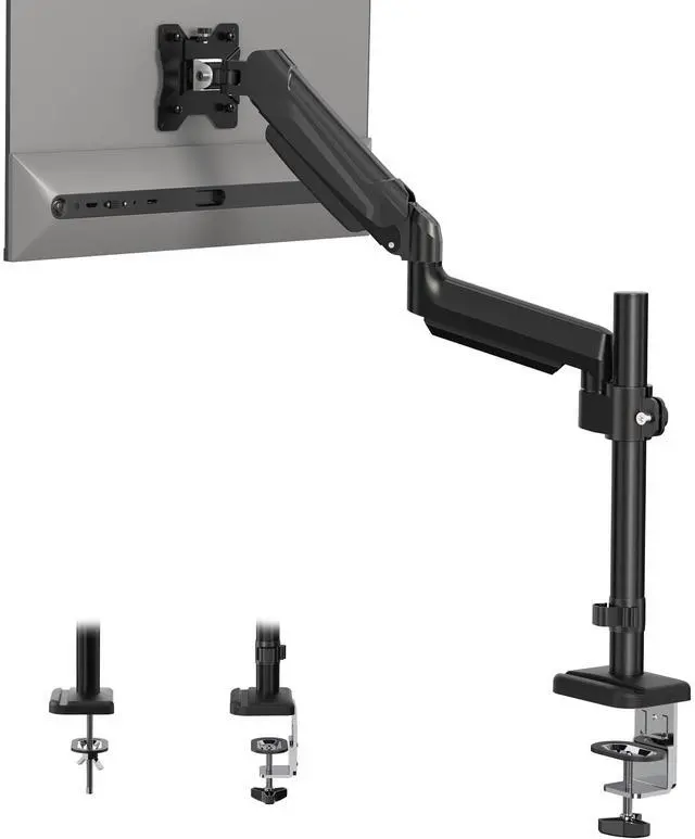 Main image of BONTEC Single Monitor Arm Desk Mount for 13-34 Inch Screens, Adjustable Gas Spring Arm with Tilt, Swivel, Rotation, VESA 75x75mm 100x100mm, Holds up to 19.8lbs, C-Clamp & Grommet Base, Ergonomic Stand