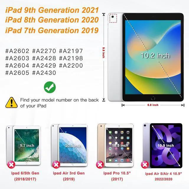 Alt view image 2 of 5 - BRAECNstock Case for iPad 9th/8th/7th Generation 10.2 inch 2021/2020/2019,Fully Rugged Protective Cover for Kids with Pencil Holder,Screen Protector,360 Rotating Stand & Hand Strap,Light Blue